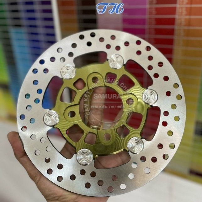 Đĩa thắng trước khoem inox 304 Salaya thái lan lòng nhôm CNC Anode Màu 220mm Gắn Trước Sirius Wave 110 Ex135 Future AB