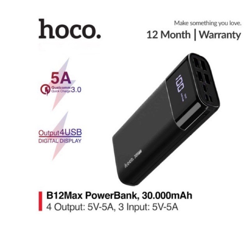 Pin sạc dự phòng Hoco B12 Max 30.000 mAh Hàng chính hãng bảo hành 12 Tháng