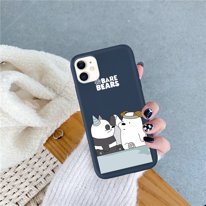 Ốp điện thoại silicon nhám dẻo hình gấu cho IPhone 13 13Pro 13Promax 12 12Pro 12Promax 11 11ProMax SE 2020 7Plus 8Plus X XS XR XSmax