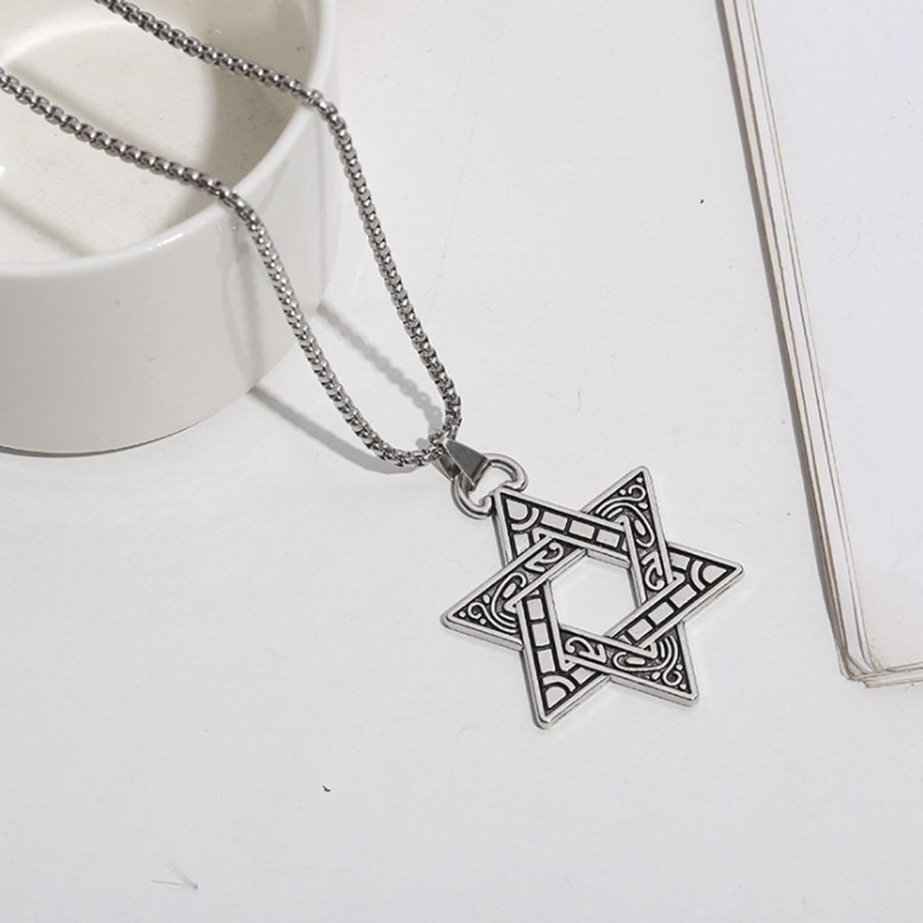 Dây chuyền nam nữ mạ bạc sáng bóng hình mặt ngôi sao, phong cách thời trang cá tính