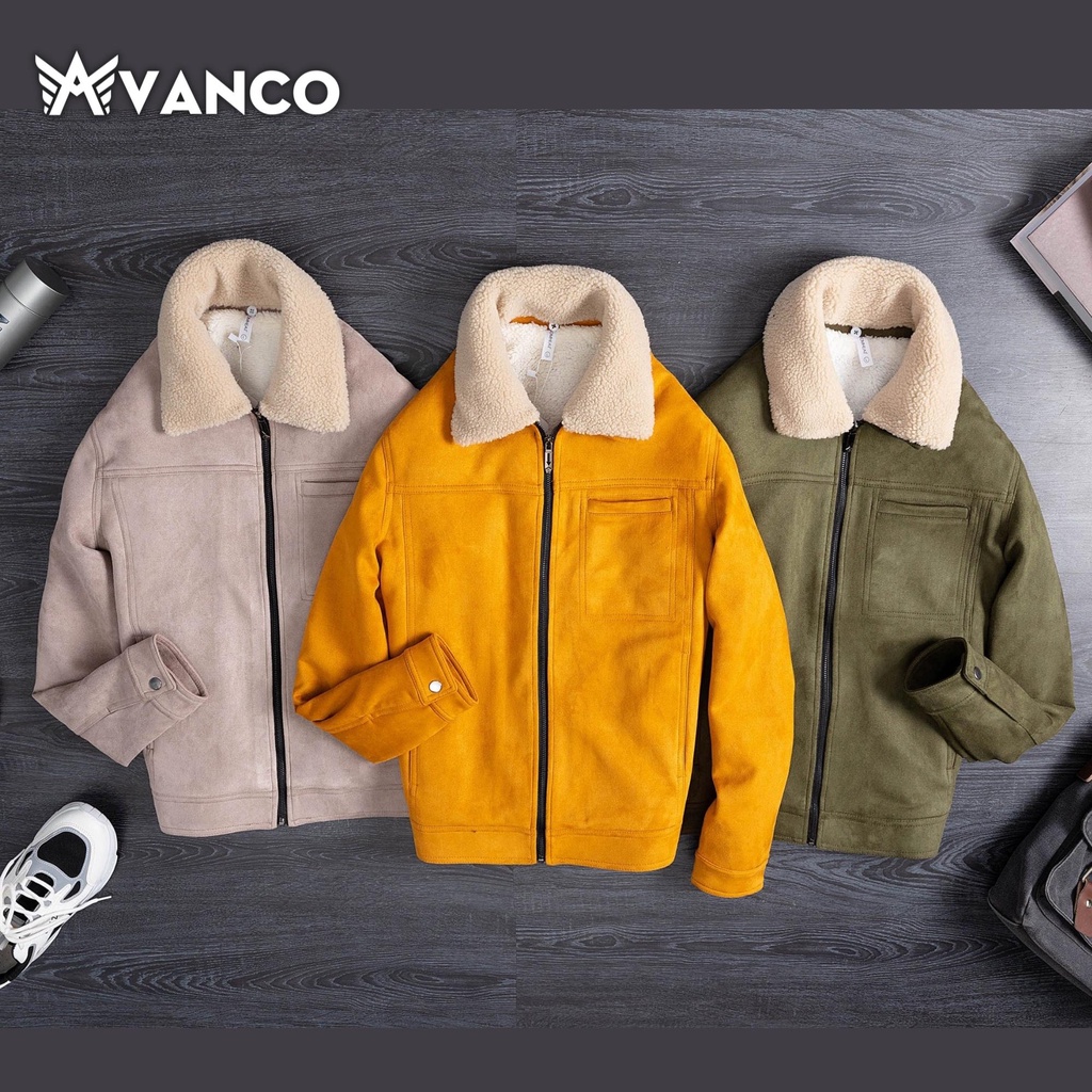 Áo khoác nam da lộn đẹp cổ lông tháo rời có lót lông, jacket Romhear Basic cao cấp mùa đông AVANCO AV99