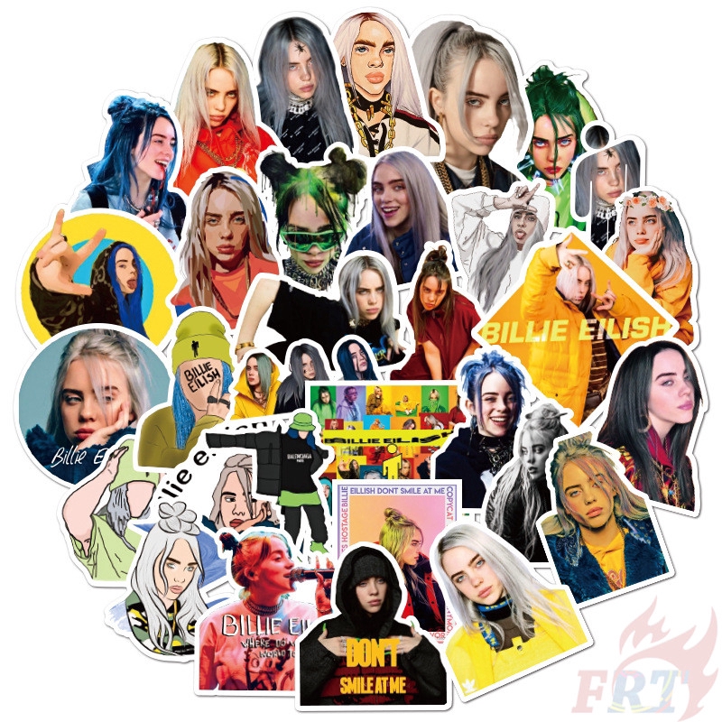 ❉ Billie Eilish Series 04 - Pop Singer Superstar Stickers ❉ 50Pcs/Set DIY Fashion Mixed Doodle Decals Stickers
