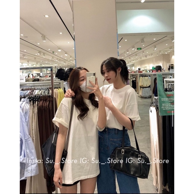 Áo phông trơn to rộng nam nữ đều mặc được Áo pull basix phong cách Hàn Quốc