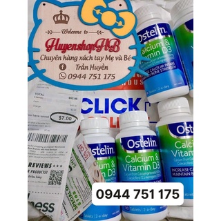 Calcium & Vitamin D3, canxi bầu, canxi Ostelin cho bà bầu và sau sinh 130 viên hbshop