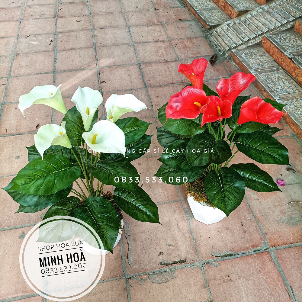 Cây Hoa Rum giả Cao 70cm, 5 bông - Ko kèm chậu - Cây cảnh giả trang trí nhà cửa,văn phòng,decor