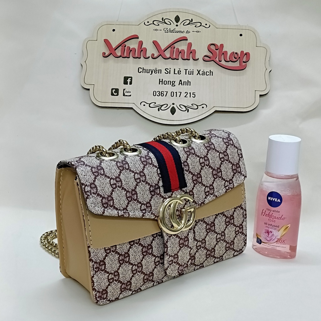 Túi xách nữa G.C có dây đeo chéo xích đặc siêu sang hợp mọi thới trang công sở, đi chơi, dạo-GCXĐ1