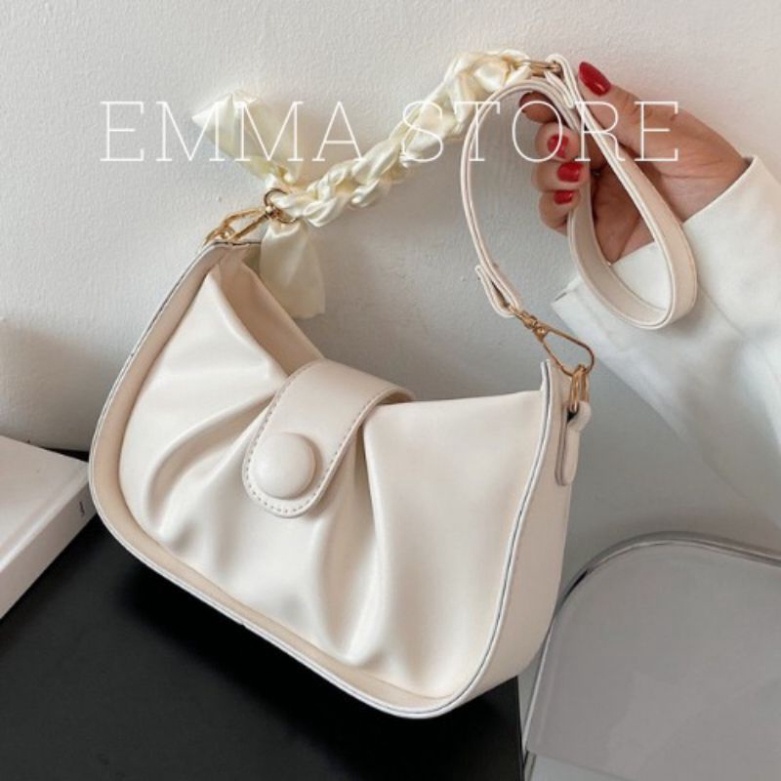 0Túi Xách Nữ Kẹp Nách 2 Dây Da Dầy Quai Phối Nơ  Kiểu Dáng Trẻ Trung Nữ tính