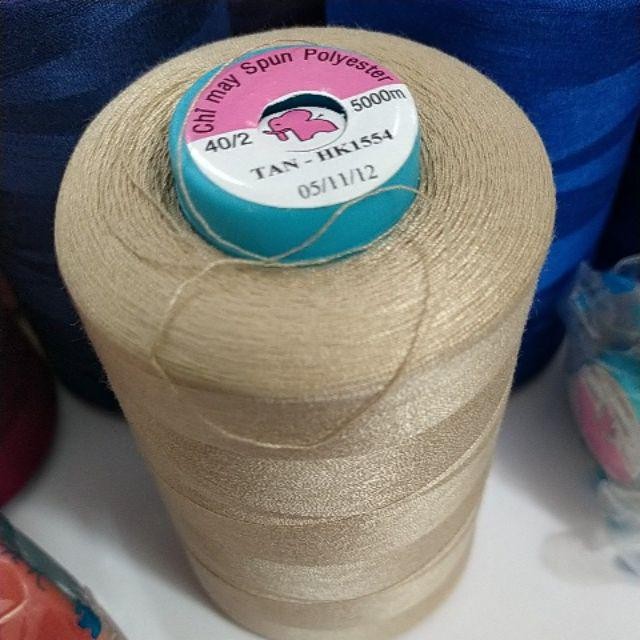 Cuộn chỉ cotton HK- 5000met, chỉ may, chỉ làm tua rua giásale