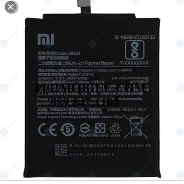 Pin xịn xiaomi redmi 5A BN34 mới 100%