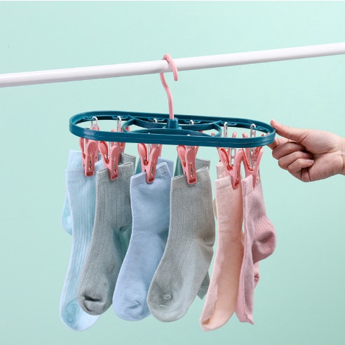 Móc phơi đồ lót/vớ có thể gấp gọn tiện lợi gắn kẹp nhựa