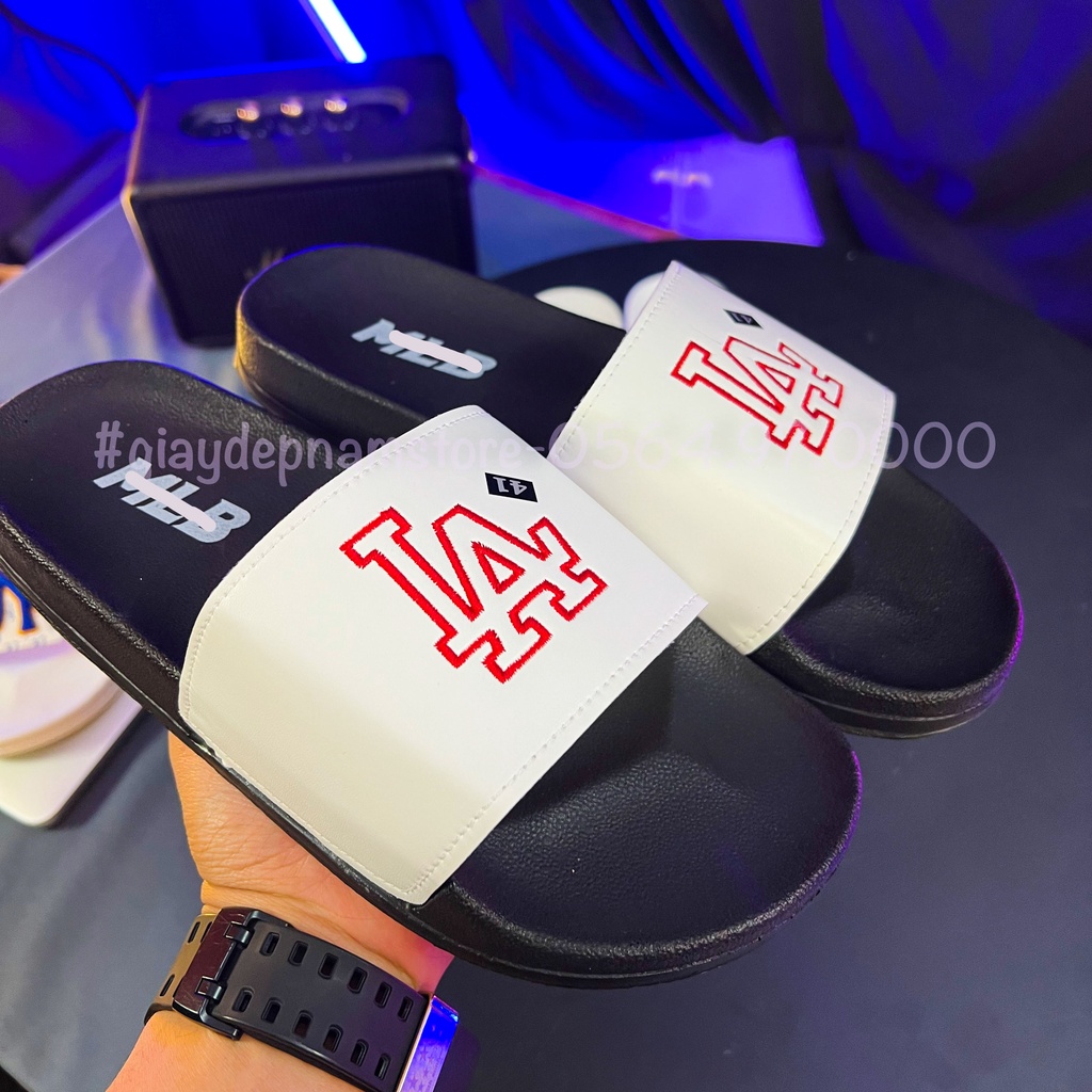 Dép quai ngang MLB LA unisex thời trang nam nữ cao cấp đế cao su chống nước siêu nhẹ phối đồ chất
