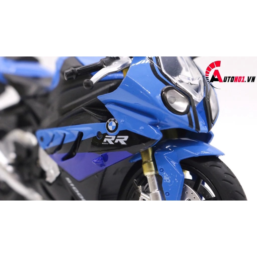 MÔ HÌNH BMW S1000RR XANH DƯƠNG ĐEN CÓ MŨ BẢO HIỂM 1:12 CAIPO 4852