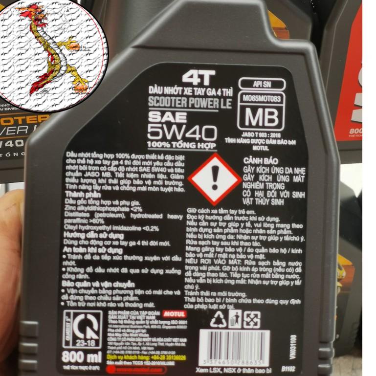 [Giá hủy diệt] Nhớt Xe Tay Ga MOTUL SCOOTER POWER LE 5W40 chai 800ml, nhớt xe ga Motul vàng cao cấp 5W40 bảo vệ động cơ