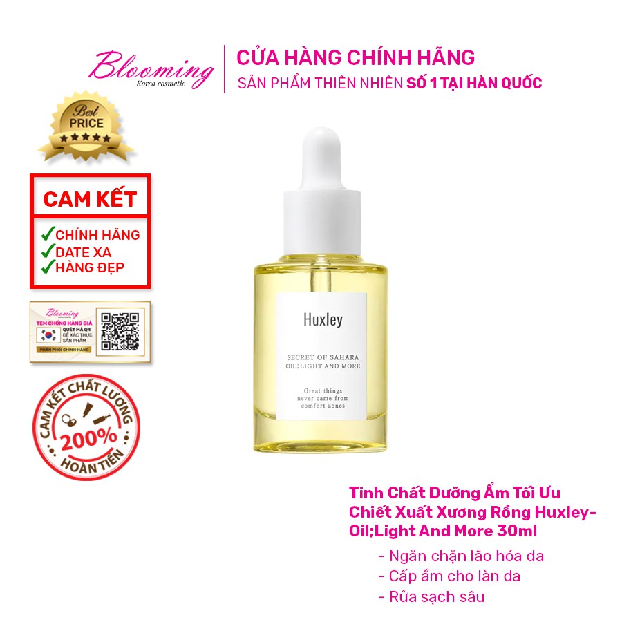 Tinh Chất Dưỡng Ẩm Tối Ưu Chiết Xuất Xương Rồng Huxley-Oil;Light And More 30ml (Tách set - 17/03/2024)