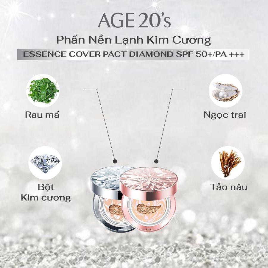 Phấn Nền Lạnh Age20’s Kim Cương Lâu Trôi, Kiềm Dầu Essence Cover Pact Original SPF 50+/PA+++ White Beige 12.5g | BigBuy360 - bigbuy360.vn