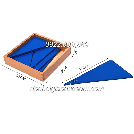 Hộp đựng các hình tam giác vuông màu xanh - Box of Blue Triangles Giáo cụ Montessori