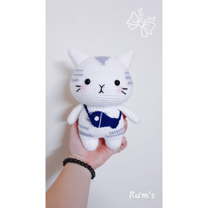 Thú Len Nhồi Bông Mèo Bạc Tabby 18cm - 20cm