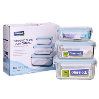 Bộ 3 hộp thủy tinh Glasslock GL1044 (400ml,715ml,1100ml) Hàn Quốc