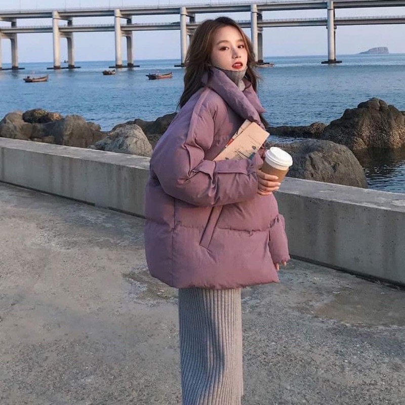 Áo phao béo cổ bẻ phong cách hàn quốc hàng quảng châu loại 1