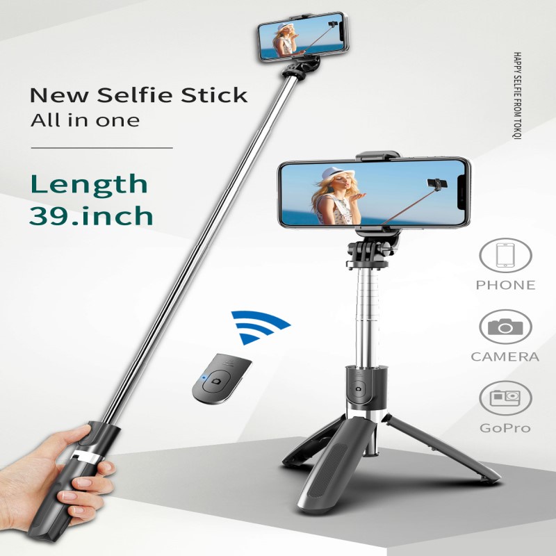 Tripod - Phụ kiện gậy chụp ảnh điện thoại 3 chân Bluetooth L02, Thiết kế xoay 360 độ, có remote