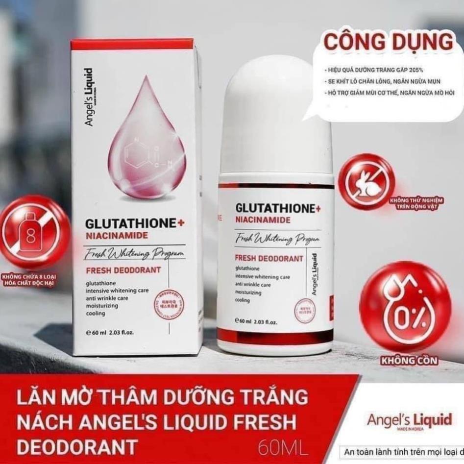 Lăn nách mờ thâm, dưỡng trắng da Angel's Liquid Glutathione plus Niacinamide Fresh Deodorant 60ml [ CHÍNH - HÃNG ]