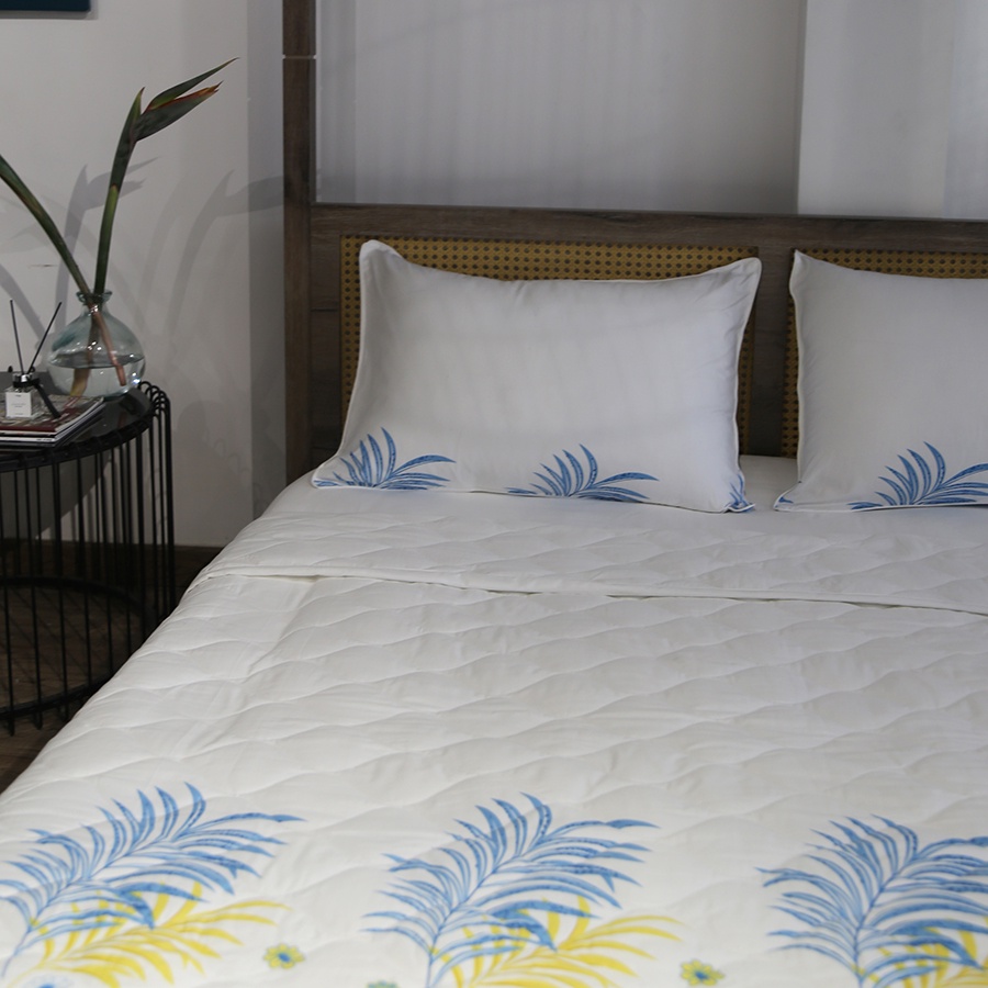 [Ga giường] Bộ chăn ga áo gối drap trải giường 5 món cotton lụa Hàn Quốc