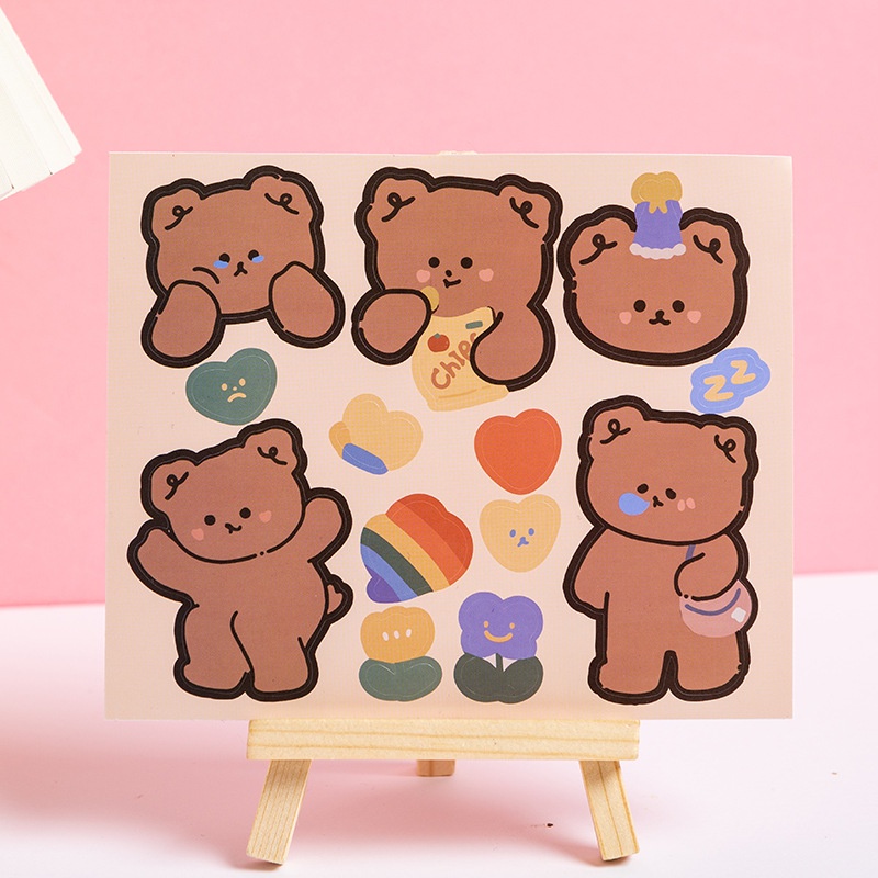 Miếng dán trang trí cốc nước hình chú gấu/thỏ dễ thương bằng PVC chống thấm nước