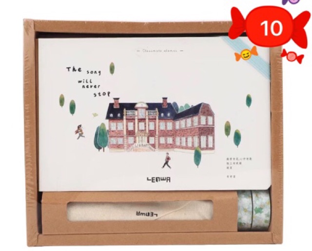 Sổ kế hoạch, sổ ghi chép siêu kute, có hộp kèm túi vải đựng sổ và 2 cuộn washi scrapbook