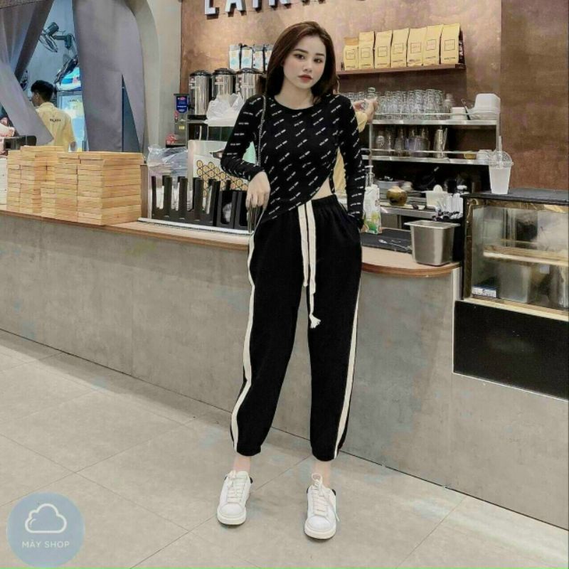 Quần Thể Thao Nữ Chất Nhung Dày Dặn Phong Cách Ulzzang