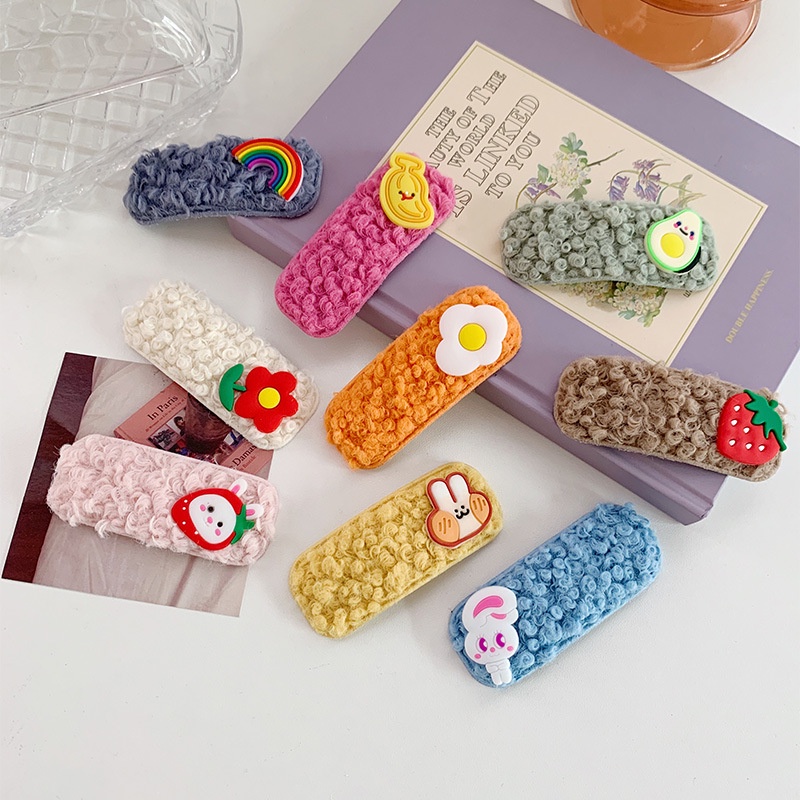 Kẹp tóc hình hoạt hình vải bông phong cách Hàn Quốc đáng yêu cho bé gái