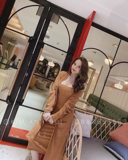 St- set đầm 2 dây kèm khoác