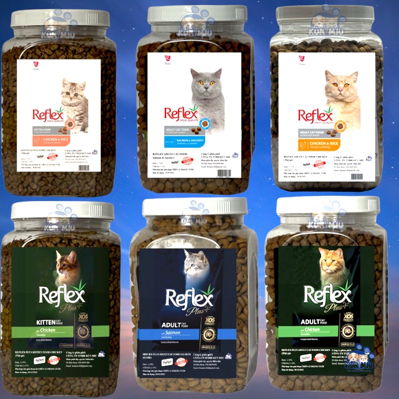Hạt cho mèo Reflex, Reflex Plus, Hạt cho mèo con và mèo lớn xuất xứ Thổ Nhĩ Kỳ Hộp 1kg - Kún Miu Pet Shop
