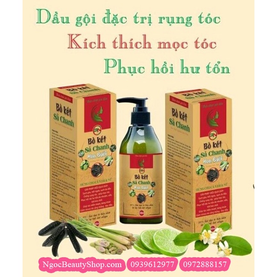 Dầu gội đầu bồ kết sả chanh hoa bưởi , dưỡng tóc suông mượt óng ả 300ml
