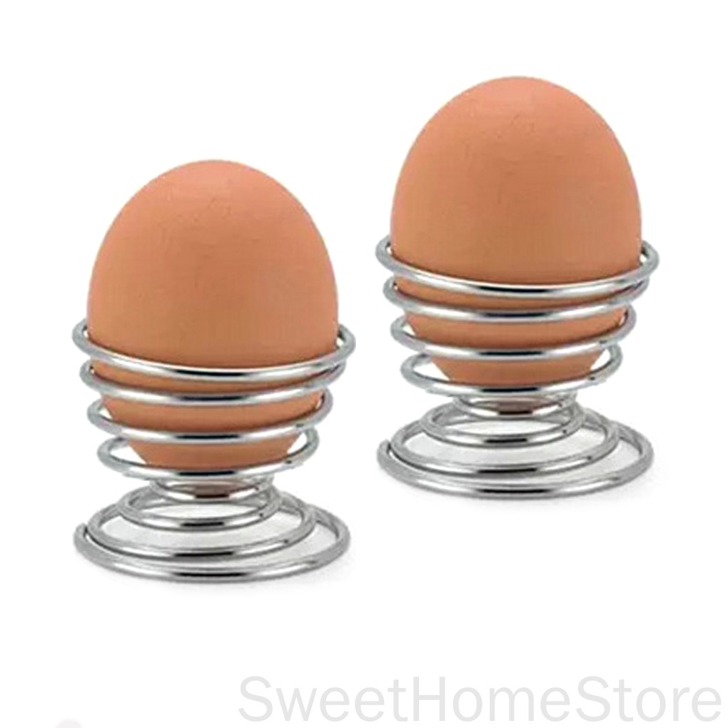 Metal Egg Cup Spiral Kitchen Breakfast Hard Boiled Spring Holder LYHM