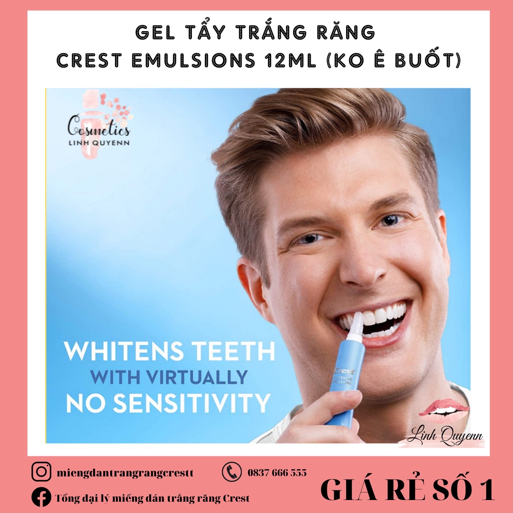 Gel tẩy trắng răng Crest Emulsions 12ml