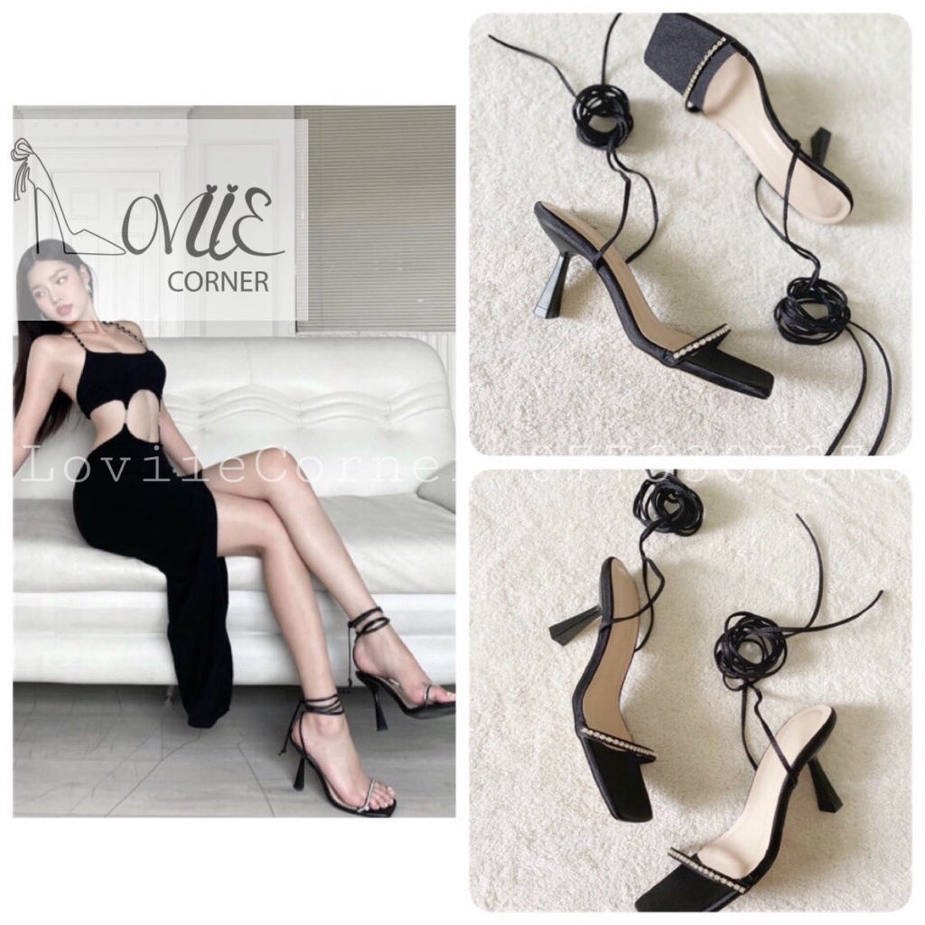 SANDAL CAO GÓT LOVIIECORRNER - GUỐC NỮ DÂY MẢNH ĐÍNH ĐÁ - GIÀY THỜI TRANG CHIẾN BINH 7 PHÂN G220521