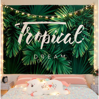 [FLASH SALE] Tranh vải trang trí - Thảm decor đa năng họa tiết chữ TROPICAL sang trọng + Tặng kèm đèn nháy và móc treo