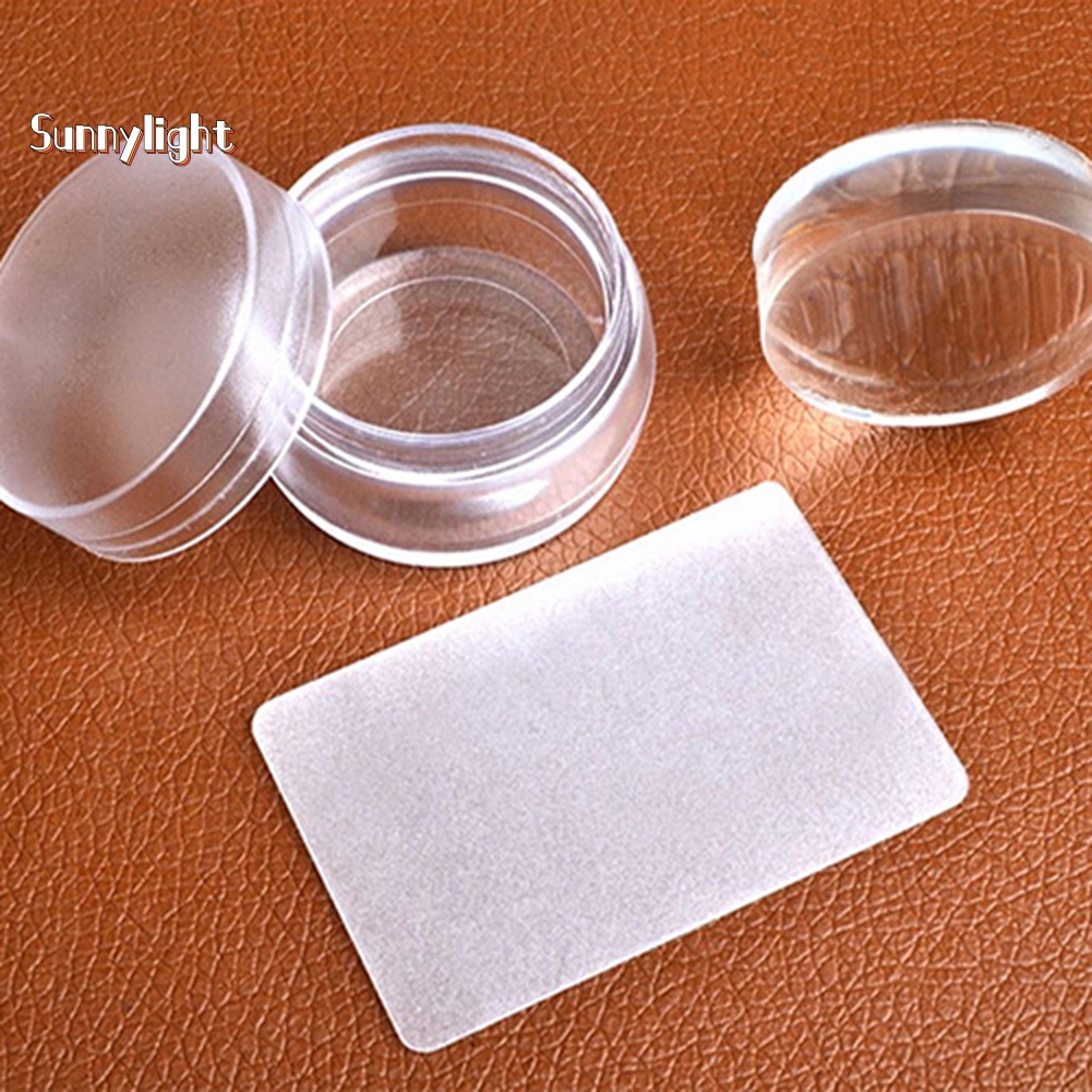 Bộ Dụng Cụ In Móng Tay Bằng Silicone Trong Suốt + Dụng Cụ Cạo Diy