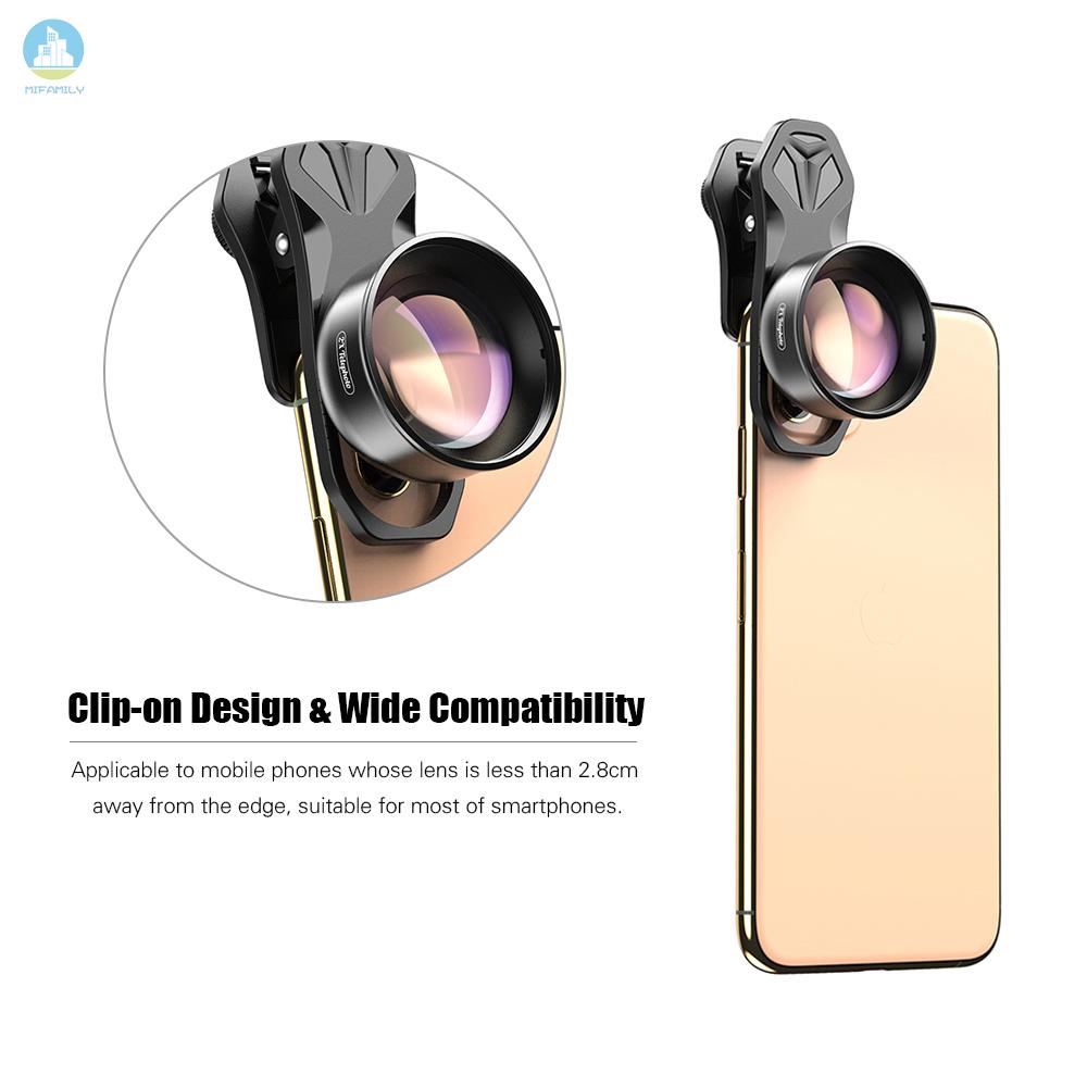 MI   APEXEL APL-HD5T Multi-layer Phone Telephoto Lens 2X Zoom for Dual Lens / Single Lens Smartphone for  X/Xs/8P     Cellphones