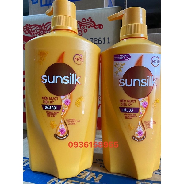 combo dầu gội và dầu xả SUNSILK 900g và 640g ( mầu vàng )