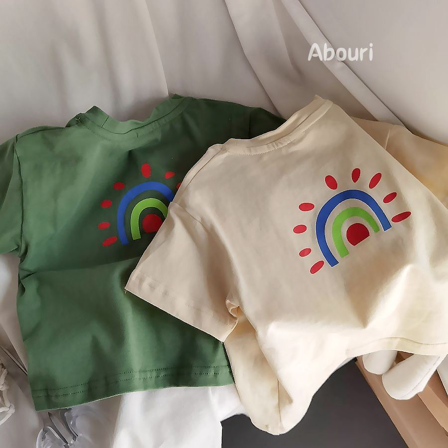 Áo thun cotton tay ngắn dáng rộng in họa tiết phong cách hàn quốc thời trang dành cho bé