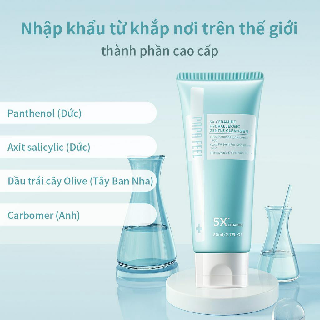 PAPA FEEL Sữa rửa mặt Cho da dầu nhạy cảm Dịu Nhẹ 5X Ceramide 80g
