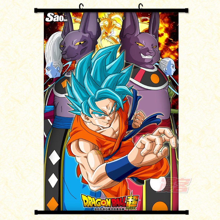 Tranh treo tường chất liệu vải canvas decor anime dragon ball songoku super saiyan god