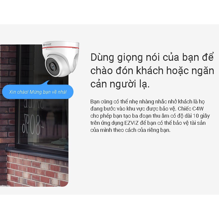 Camera Wifi Không Dây Ngoài Trời Ezviz C4W Siêu Nét Full HD 1080P Có Báo Động Đàm Thoại 2 Chiều- Hàng Chính Hãng