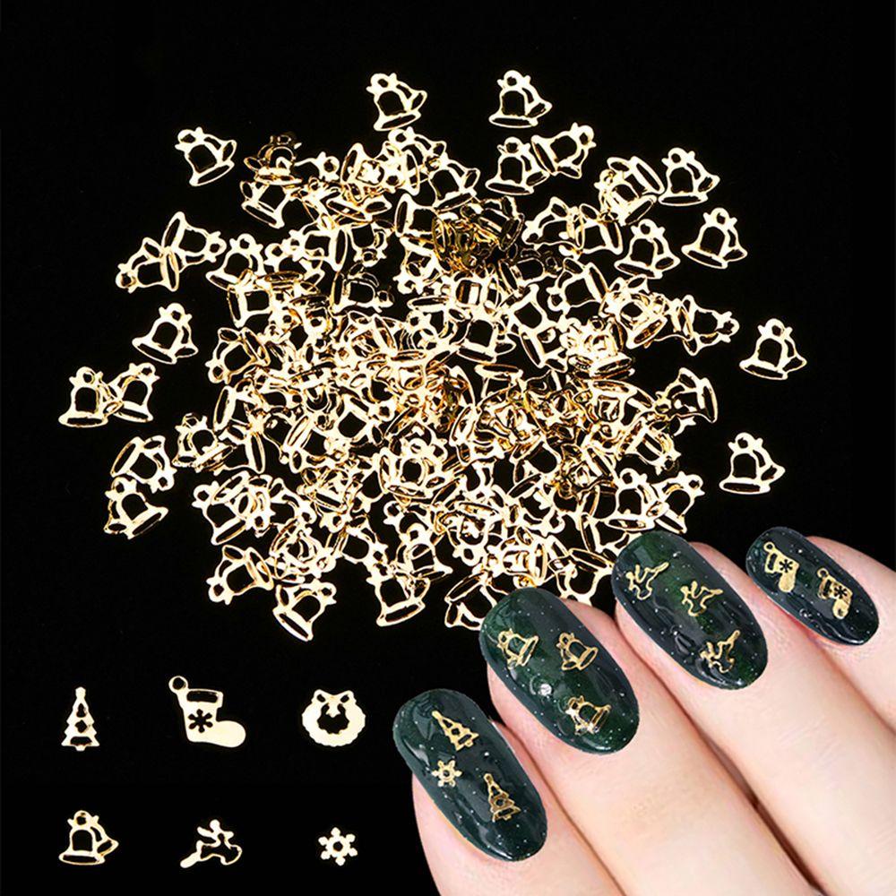 Miếng Dán Trang Trí Móng Tay Chủ Đề Giáng Sinh|Phụ Kiện Trang Trí Móng Tay Hình Chuông Kim Loại Lấp Lánh