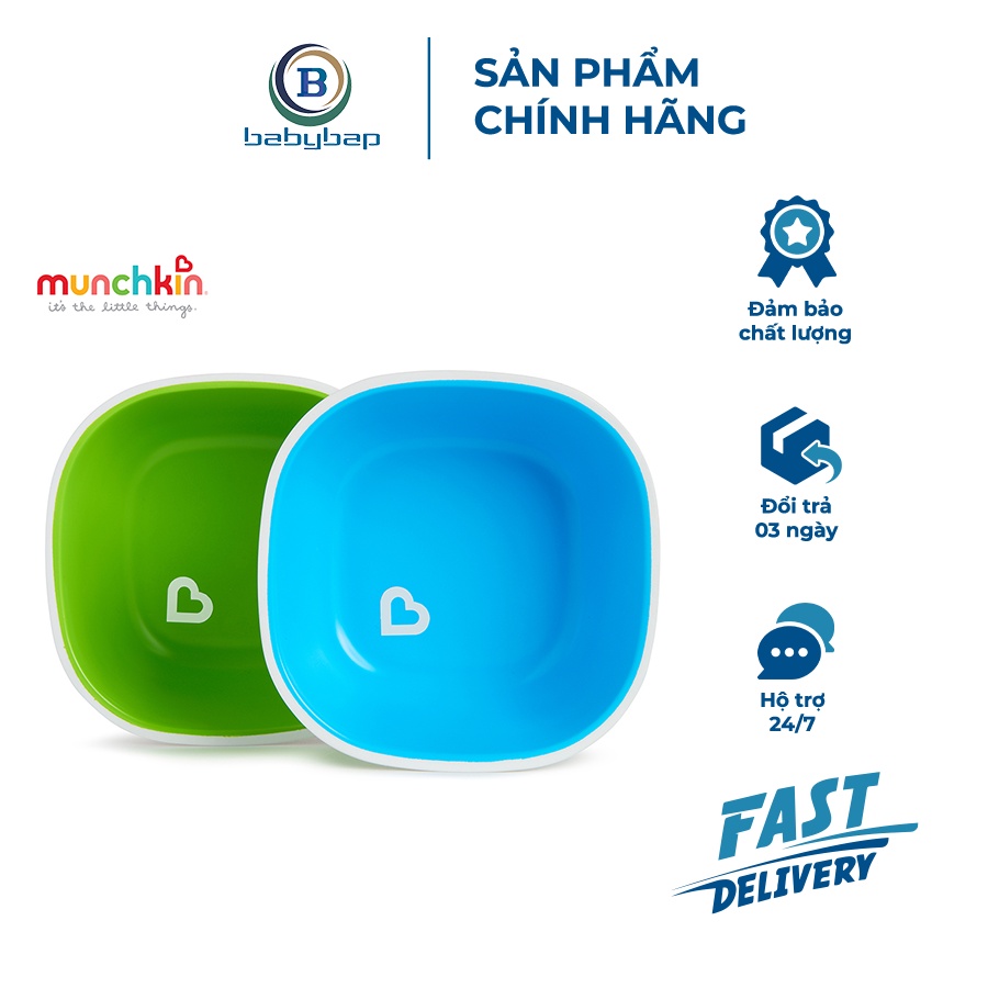Bộ 2 Bát Chống Trượt Munchkin Dành Cho Bé Từ 6 Tháng Trở Lên