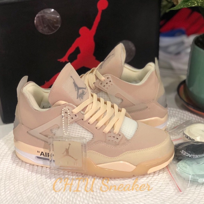 Giày Sneaker nam nữ tăng chiều cao Air Jordan 4 “ off white “ Sail cao cấp giày thể thao nam nữ Jd4