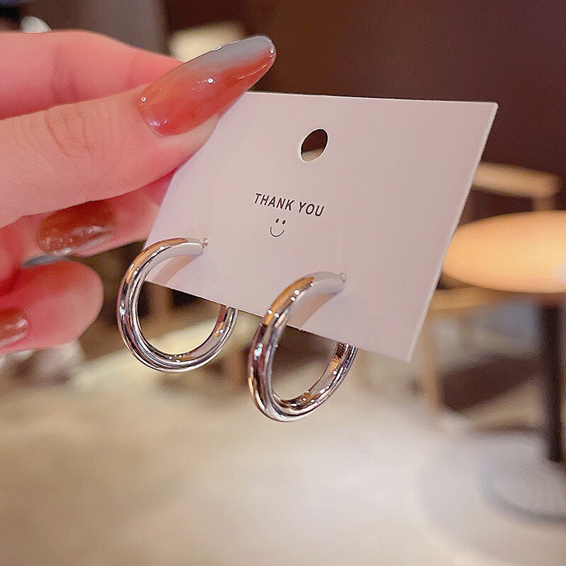 Bông Tai Hoa Tai Bạc Hợp Kim 925 Không Gỉ Tròn Đơn Giản Tinh Tế Sang Trọng Dobi B16