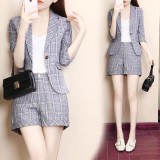 BỘ VEST SHORT HỌA TIẾT CARO TRẺ TRUNG - KHVD270135