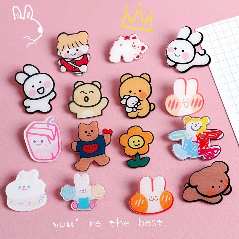 Sticker cute pin cài áo phụ kiện trang trí balo túi xách